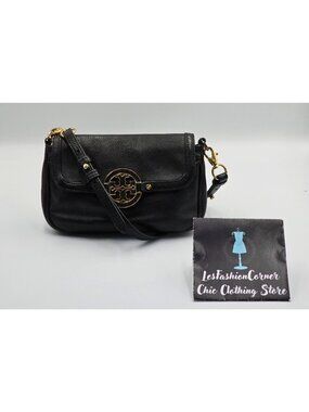 Tory Burch Women's Black Pebbled Leather Amanda Crossbody Bag Size Small 2725